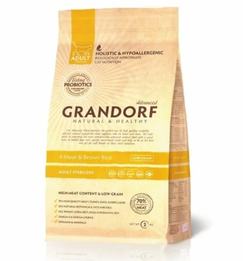 Grandorf 4 Meat & Brown Rice Sterilised гипоаллергенный